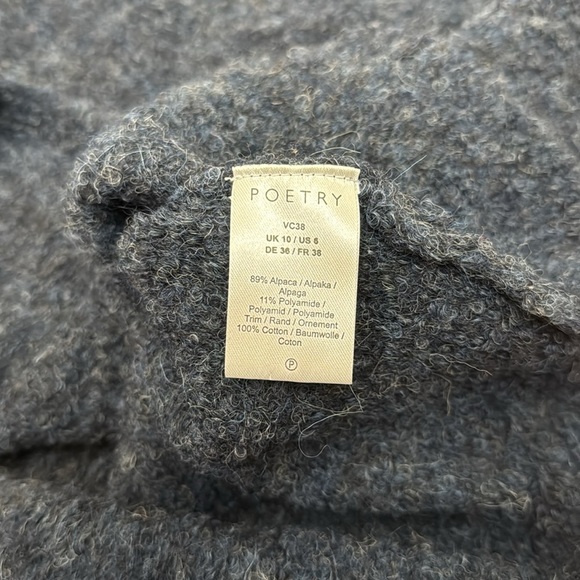 Poetry Alpaca Blend Heathered Navy Blue Bouclé Sweater, Size 6 - Picture 11 of 11